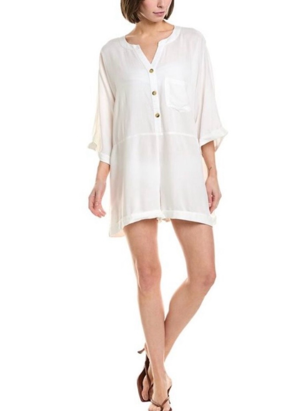 Hermoza Mary Clare Romper Size L White Swim Cover Up Resortwear Euro Summer